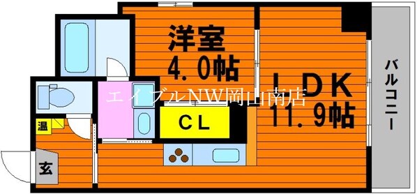 岡山駅 徒歩8分 4階の物件間取画像